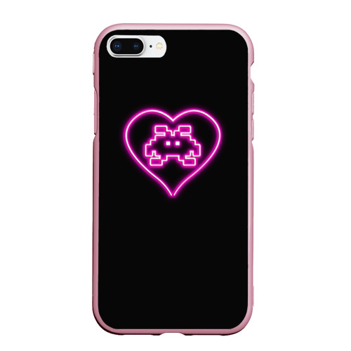 Чехол для iPhone 7Plus/8 Plus матовый Пиксельная неоновая фея в сердечке, цвет розовый