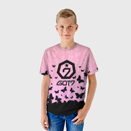 Детская футболка 3D с принтом GOT7 БАБОЧКИ, фото на моделе #1