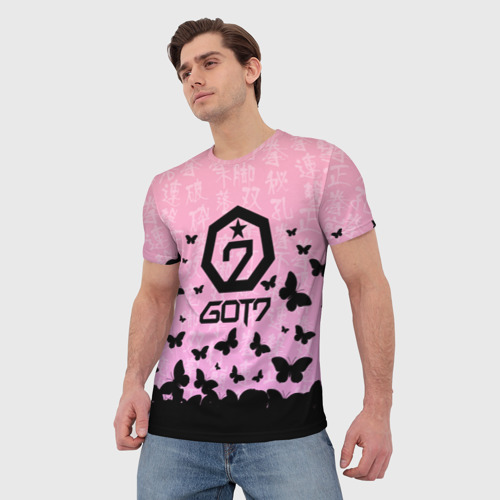 Мужская футболка 3D с принтом GOT7 БАБОЧКИ, фото на моделе #1