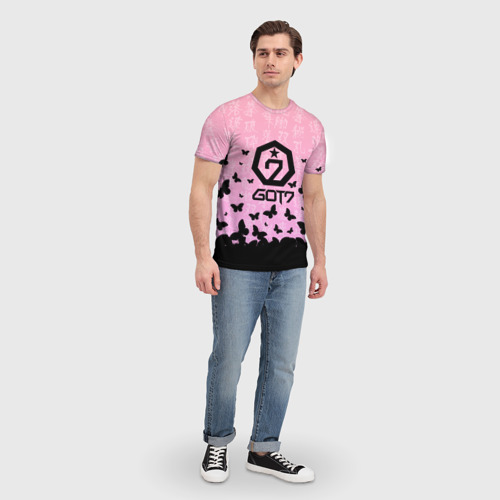 Мужская футболка 3D с принтом GOT7 БАБОЧКИ, вид сбоку #3