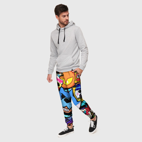 Мужские брюки 3D Brawl Значки на скины бойцов Пины Бравл Старс, цвет 3D печать - фото 3