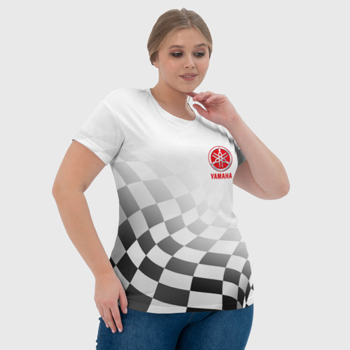 Женская футболка 3D с принтом YAMAHA ФИНИШНЫЙ ФЛАГ, фото #4