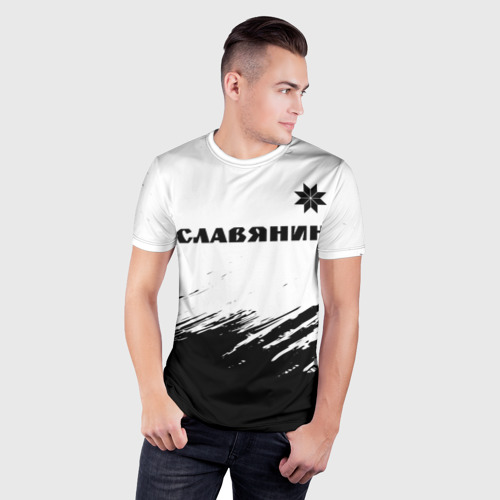 Мужская футболка 3D Slim Славянин - алатырь Краска, цвет 3D печать - фото 3