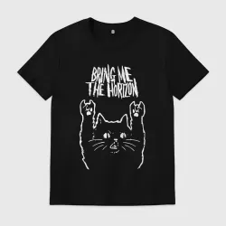 Мужская футболка хлопок Bring Me the Horizon Рок кот