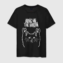 Мужская футболка хлопок Bring Me the Horizon Рок кот