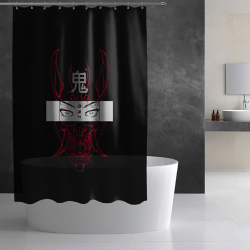 Штора 3D для ванной Японский демон Oni - фото 2