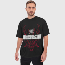 Мужская футболка oversize 3D Японский демон Oni - фото 2