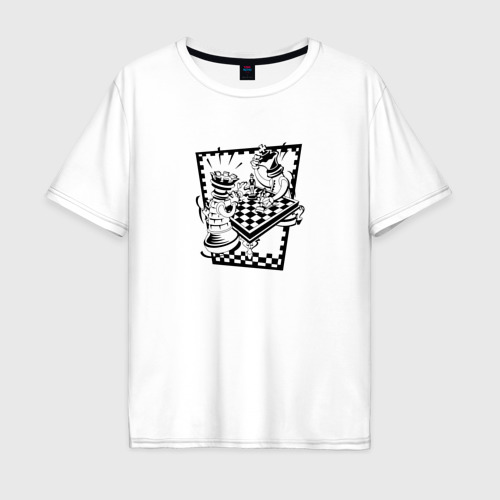 Мужская футболка хлопок Oversize с принтом Шахматные баталии, вид спереди #2