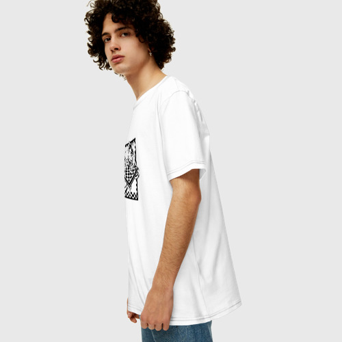 Мужская футболка хлопок Oversize с принтом Шахматные баталии, вид сбоку #3