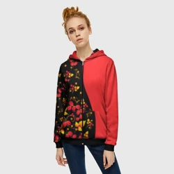 Женская толстовка 3D на молнии Хохлома Русская роспись - фото 2