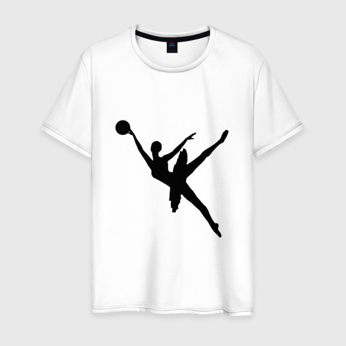 Мужская футболка из хлопка с принтом Балет - Баскетбол, вид спереди №1