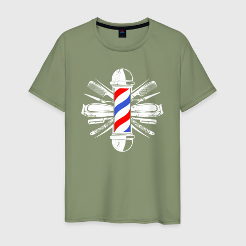 Мужская футболка хлопок Barber's pole Столб парикмахера, цвет авокадо