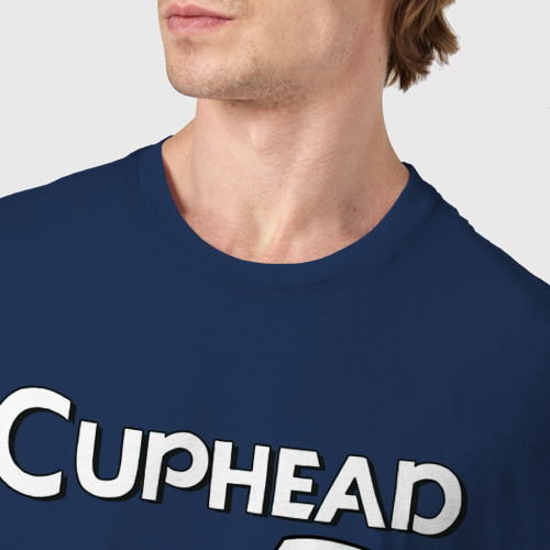Мужская футболка хлопок Cuphead 2 чашечки, цвет темно-синий - фото 6