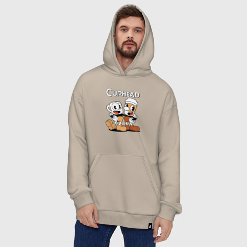 Худи SuperOversize хлопок Cuphead 2 чашечки, цвет миндальный - фото 5