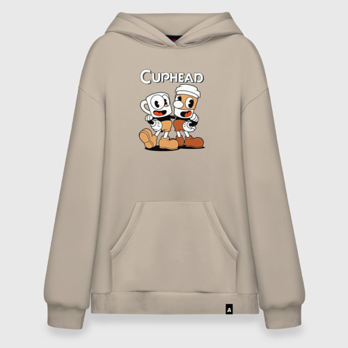 Худи SuperOversize хлопок Cuphead 2 чашечки, цвет миндальный