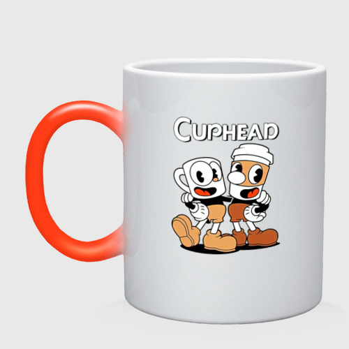 Кружка хамелеон Cuphead 2 чашечки, цвет белый + красный