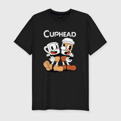 Мужская футболка хлопок Slim Cuphead 2 чашечки