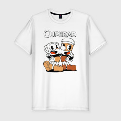 Мужская футболка хлопок Slim Cuphead 2 чашечки