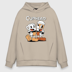 Мужское худи Oversize хлопок Cuphead 2 чашечки