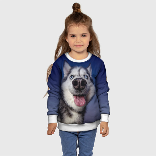 Детский свитшот 3D Хаски - Веселый собакен, цвет 3D печать - фото 7