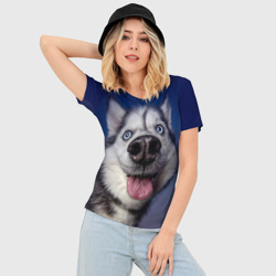 Женская футболка 3D Slim Хаски - Веселый собакен - фото 2
