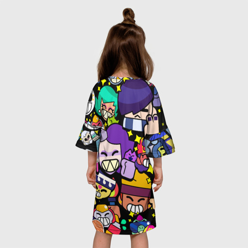 Детское платье 3D с принтом Brawl Значки особые на бойцов / Бравл Старс / Пины, вид сзади #2