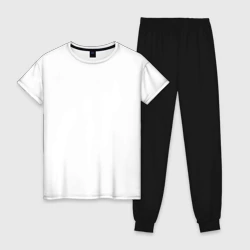 Женская пижама с белой футболкой хлопок Базовая белая однотонная без дизайна