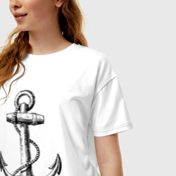 Женская футболка хлопок Oversize Корабельный якорь - фото 2