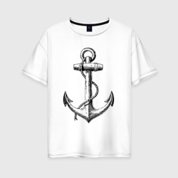 Женская футболка хлопок Oversize Корабельный якорь