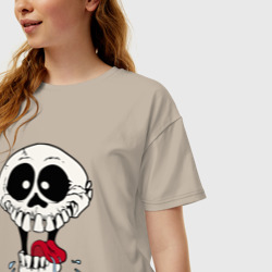 Женская футболка хлопок Oversize Smile Hype Skull - фото 2