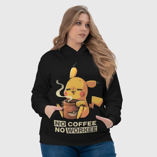 Женская толстовка 3D Пикачу без кофе не работаем - фото 6