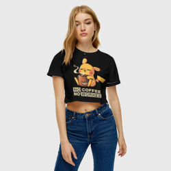 Женская футболка Crop-top 3D Пикачу без кофе не работаем - фото 2