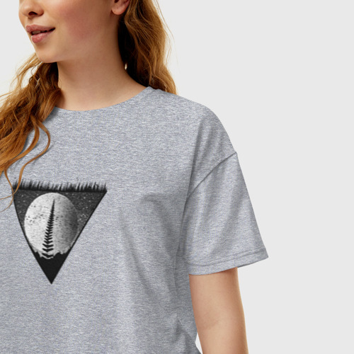 Женская футболка хлопок Oversize Папоротник и Космос, цвет меланж - фото 3