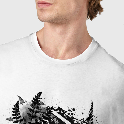 Мужская футболка хлопок Папоротники и Череп, цвет белый - фото 6