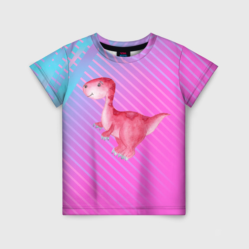 Детская футболка 3D Розовый динозаврик, цвет 3D печать