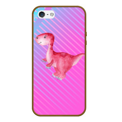 Чехол для iPhone 5/5S матовый Розовый динозаврик