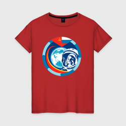 Женская футболка хлопок Первый Космонавт Юрий Гагарин 1