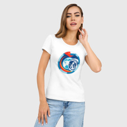 Женская футболка хлопок Slim Первый Космонавт Юрий Гагарин 1 - фото 2