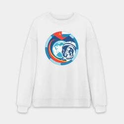 Мужской свитшот oversize без начеса хлопок Первый космонавт Юрий Гагарин