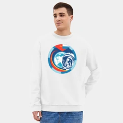 Мужской свитшот oversize без начеса хлопок Первый космонавт Юрий Гагарин - фото 2