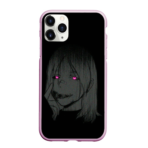 Чехол для iPhone 11 Pro Max матовый с принтом Девушка с неоновыми глазами, вид спереди #2