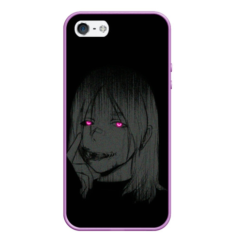 Чехол для iPhone 5/5S матовый Девушка с неоновыми глазами, цвет сиреневый