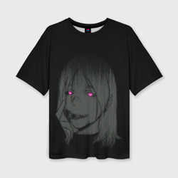 Женская футболка oversize 3D Девушка с неоновыми глазами