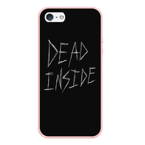 Чехол для iPhone 5/5S матовый Надпись Dead Inside, цвет светло-розовый