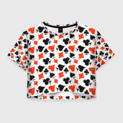 Женская футболка Crop-top 3D Пика, Черва, Крестя, Бубна