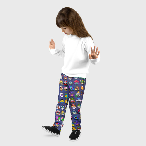 Детские брюки 3D Значки на скины Бравл Старс Brawl Синий градиент Пины, цвет 3D печать - фото 3
