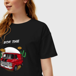 Женская футболка хлопок Oversize Путешествие на авто - фото 2
