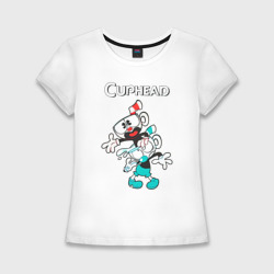 Женская футболка хлопок Slim Cuphead веселые чашечки