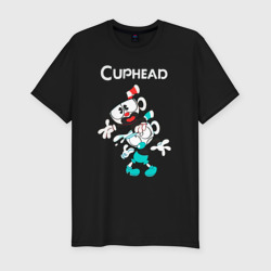 Мужская футболка хлопок Slim Cuphead веселые чашечки