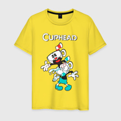 Мужская футболка хлопок Cuphead веселые чашечки